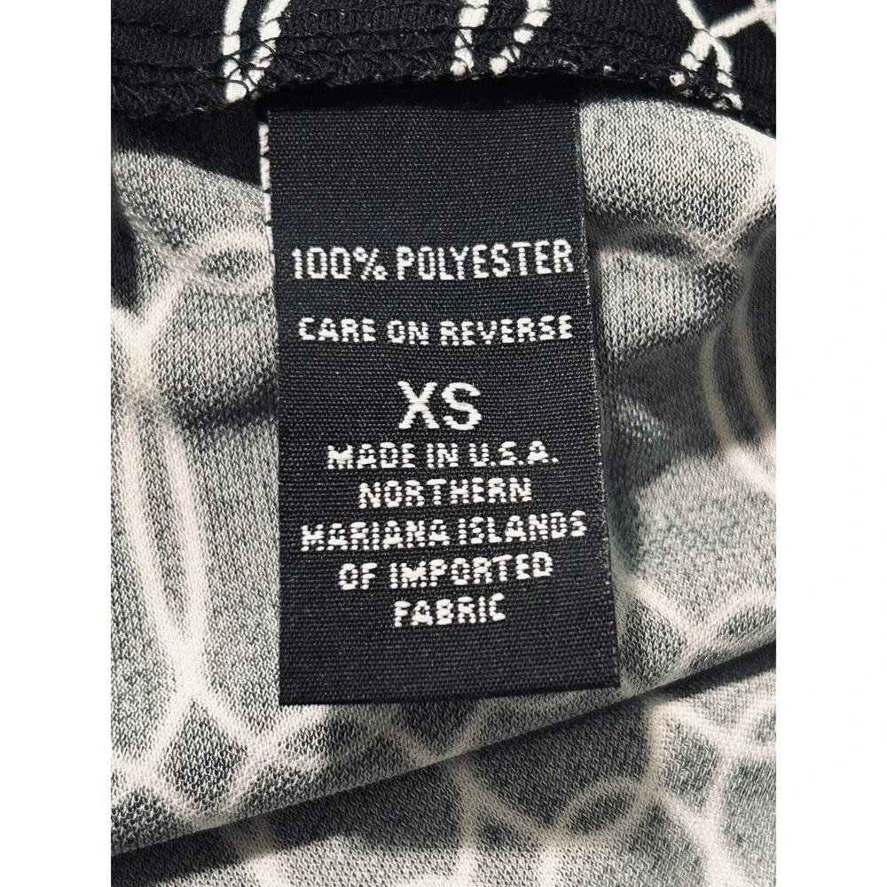 New York & Company Black White Chain Link‎ Wrap Midi Skirt XS Side Tie Geometric